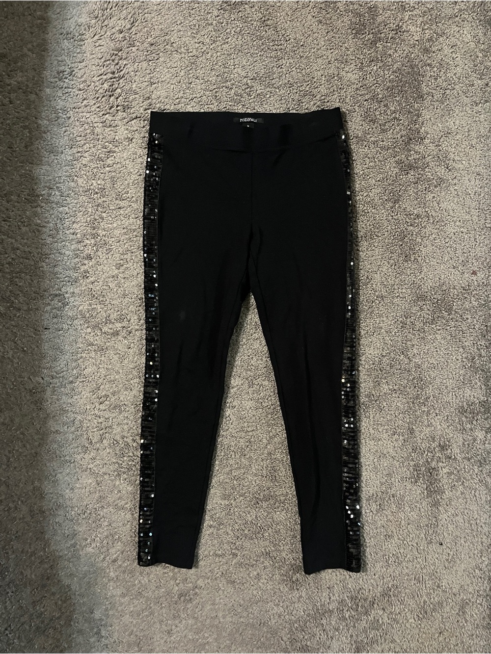 Roz & Ali Black Sequin-Trim Jeggings